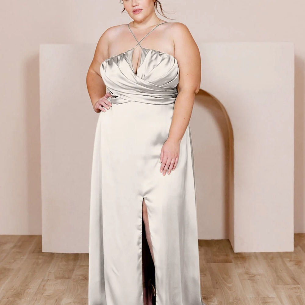 Nayeli Satin Dress- soft champagne 702 -  44 inches length (waist to hem)